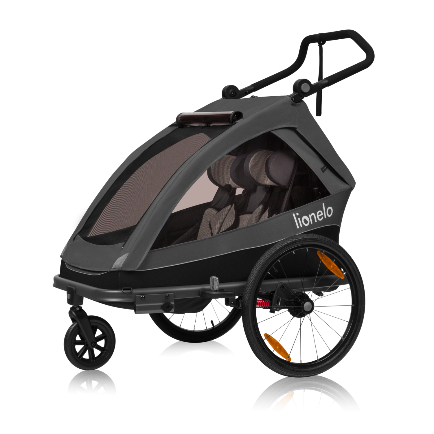 Lionelo Cama Grey Graphite — przyczepka rowerowa z funkcją wózka spacerowego