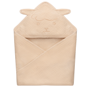 lionelo Muslin Hooded Towel Beige Sand — Osuška s kapucňou