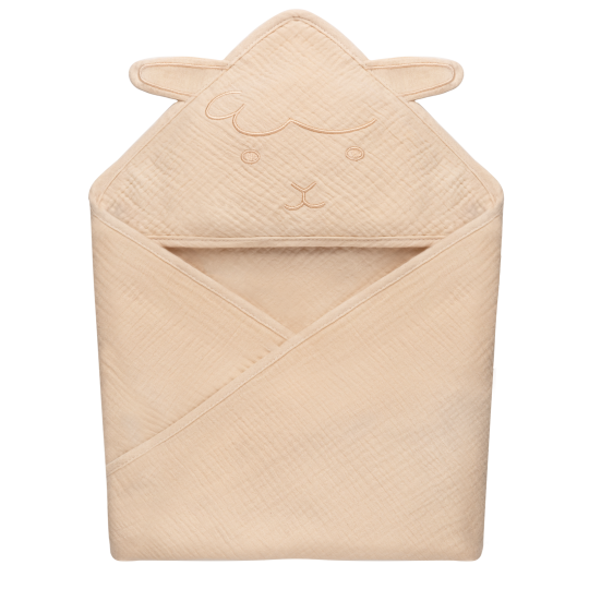 lionelo Muslin Hooded Towel Beige Sand — Osuška s kapucňou