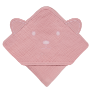 lionelo Muslin Hooded Towel Pink Baby — osuška s kapucňou