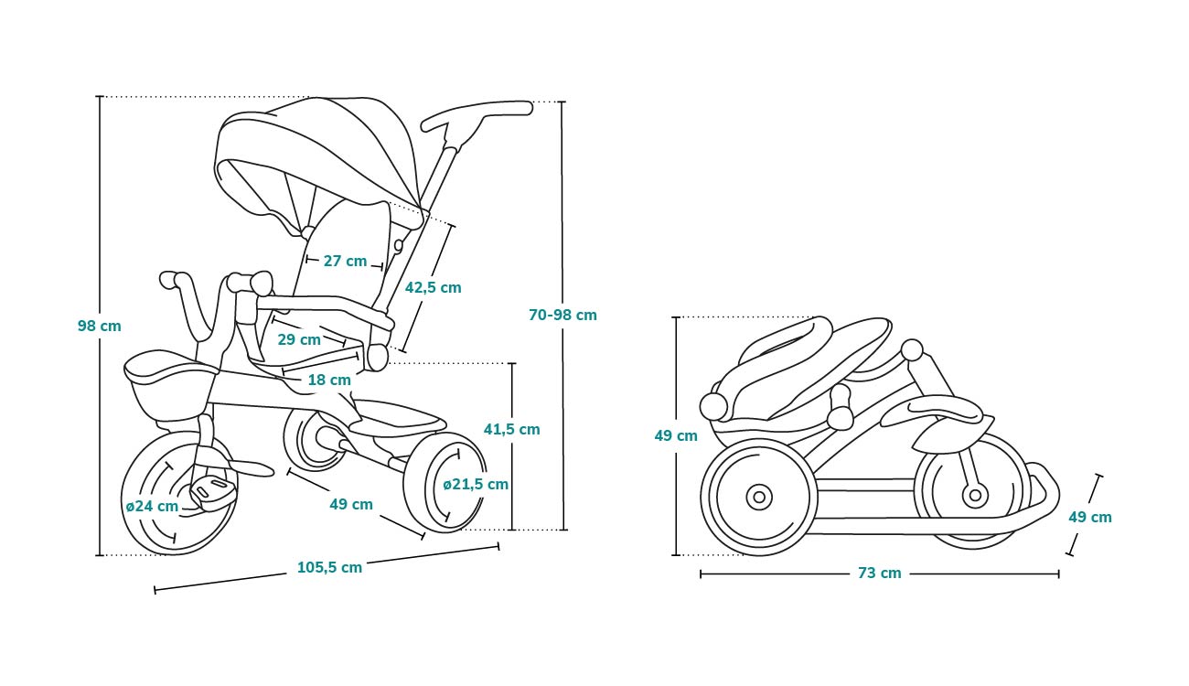 Rowerek trójkołowy Lionelo Tris- wymiary